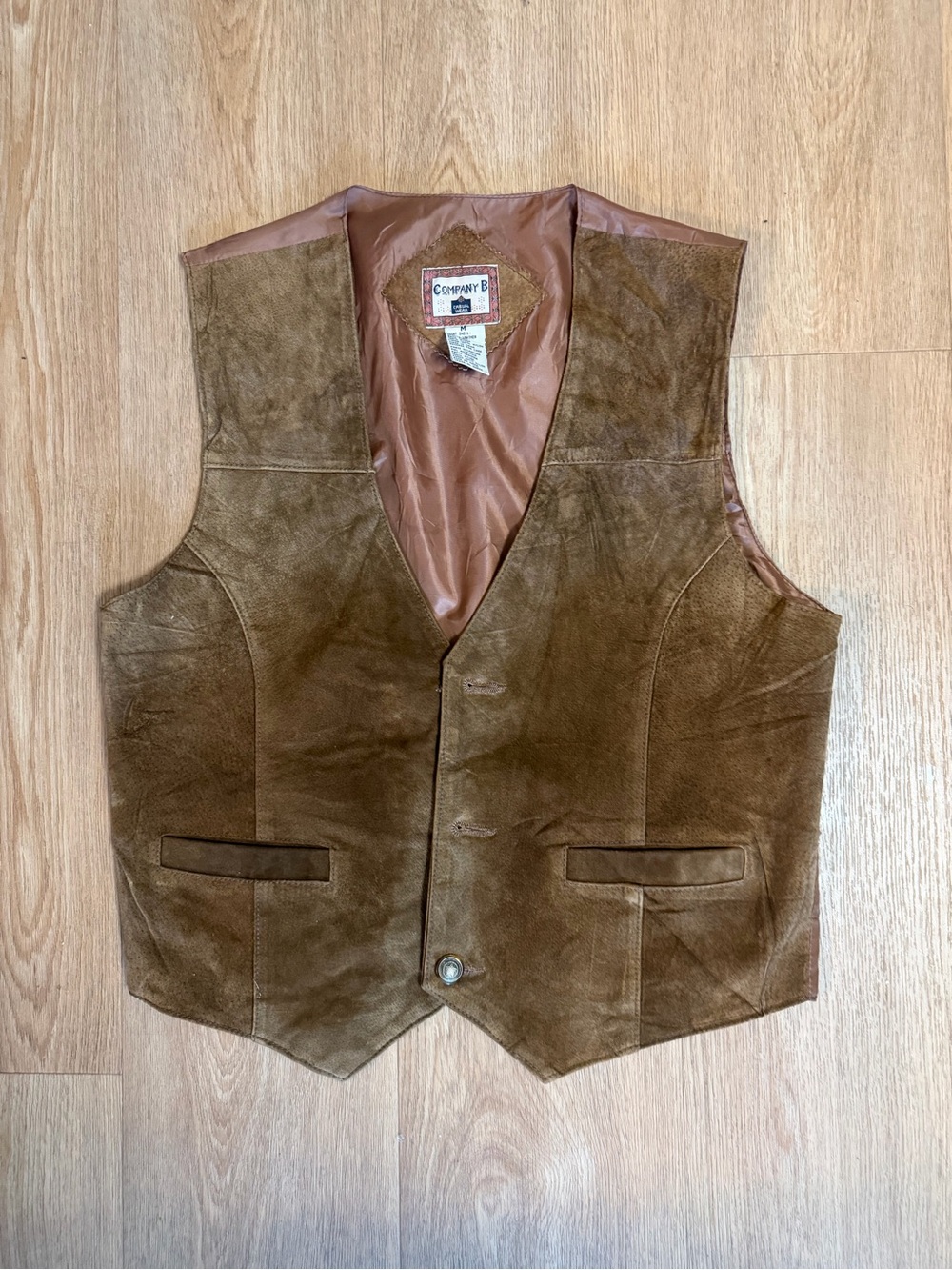 Men’s Vintage Company B Leather Suede Vest Medium